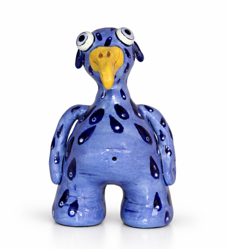 Shoreling creature sculpture formed from wheel-thrown and hand-built clay.