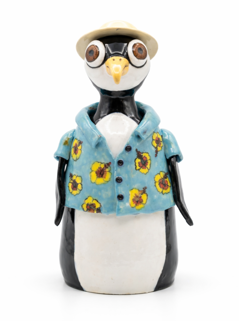 Handbuilt coastal creature sculpture from the sea coastal clay works.