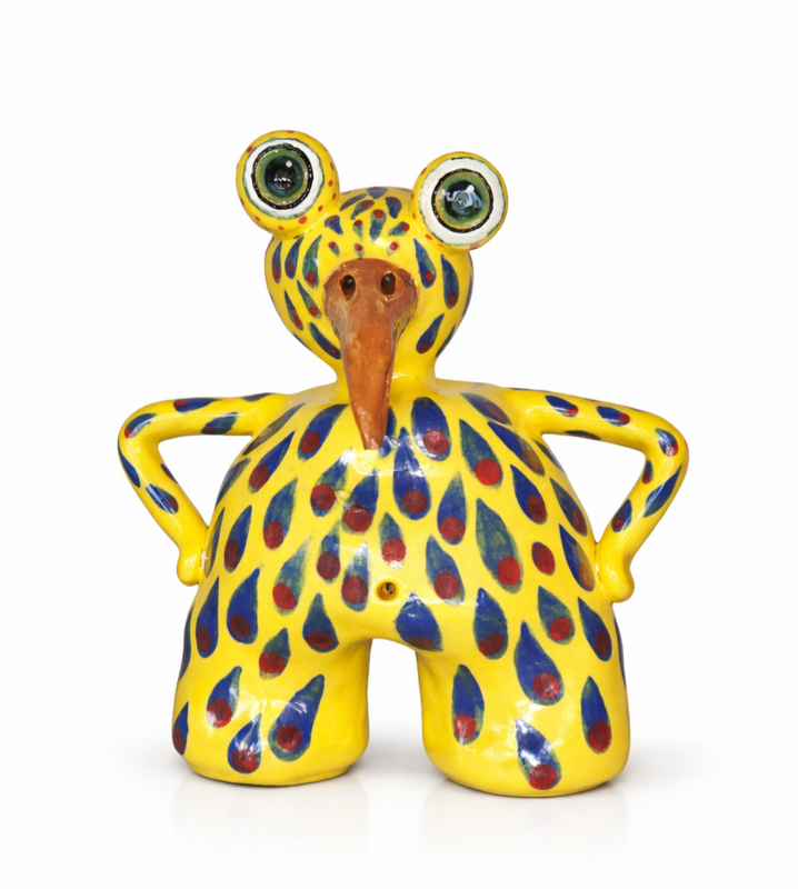 Whimsical Shoreling guardian creature, kiln-fired and one of a kind.